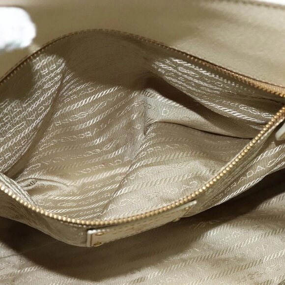 PRADA Hand Bag Canvas Beige Gold Auth - Picture 13 of 16